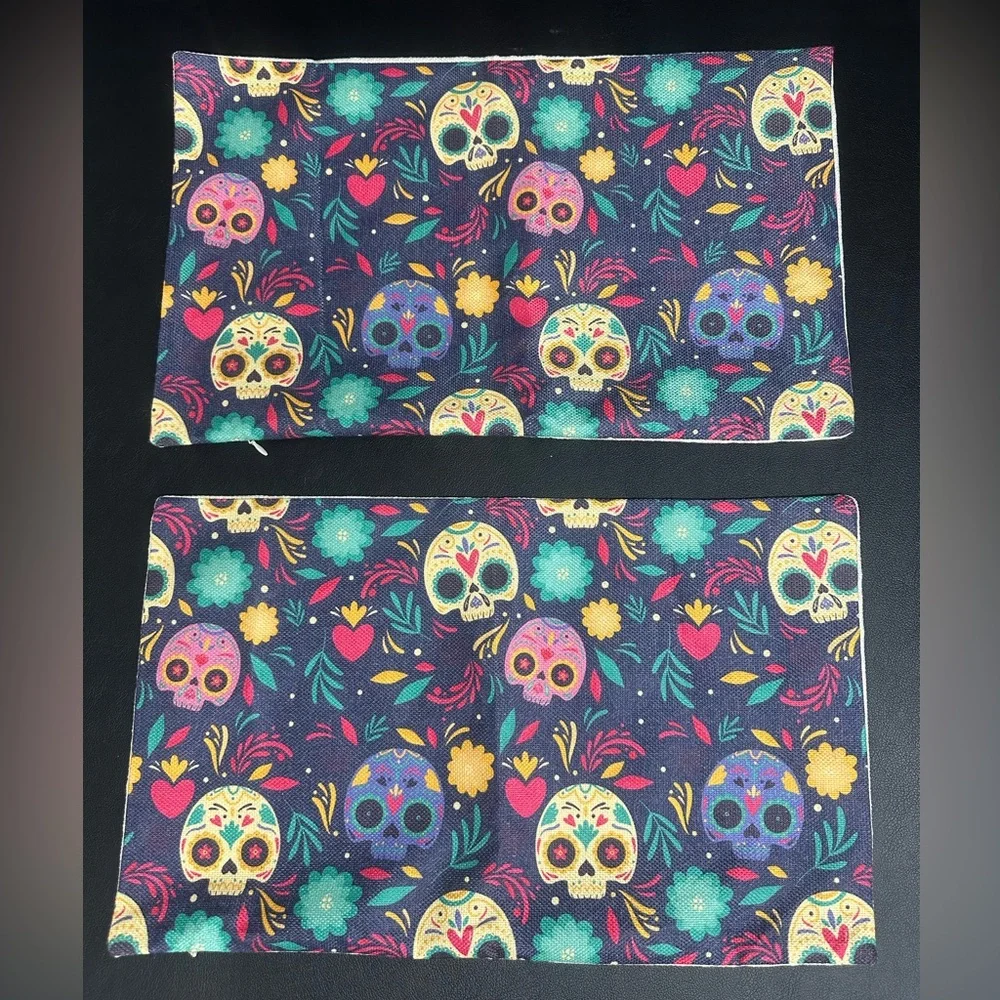 12 x 20 Inch Day of The Dead Halloween Cushion Case Holiday Decor Set of 2 NEW